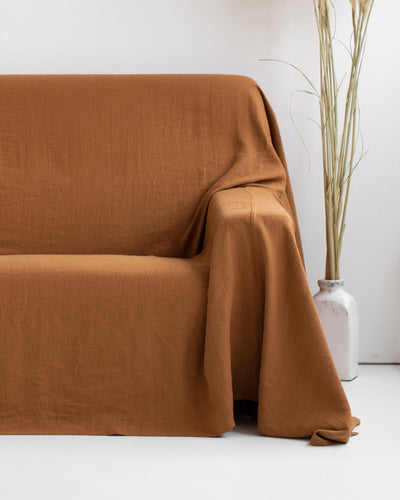 Linen couch cover in Cinnamon - sneakstylesanctums
