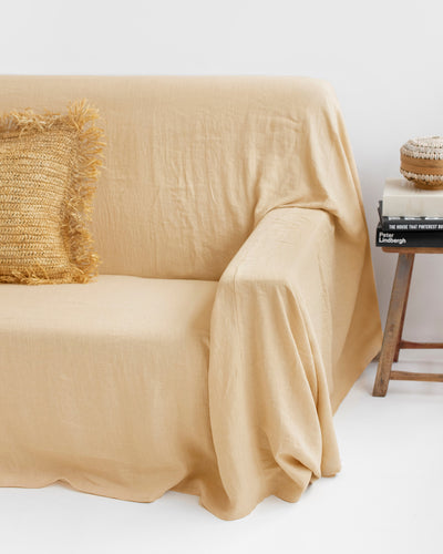 Linen couch cover in Sandy beige - sneakstylesanctums
