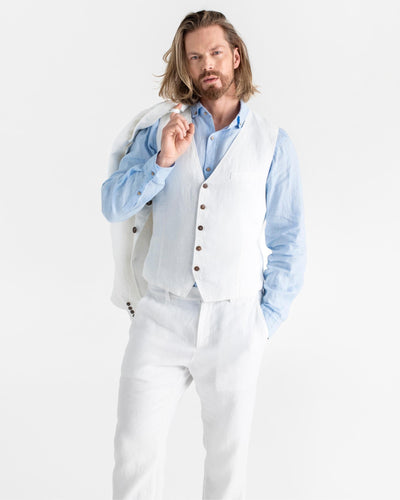 Men's linen vest HOLBOX in White - sneakstylesanctums modelBoxOn