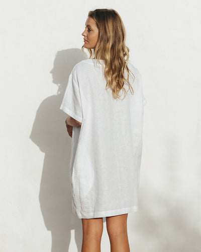 T-shirt linen dress MIJAS in White - sneakstylesanctums