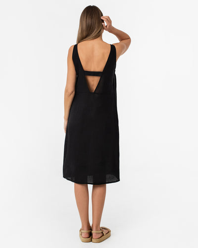 Cut-out linen dress TAHITI in Black - sneakstylesanctums