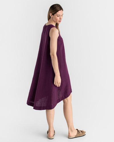 Royal TOSCANA linen dress in Royal purple - sneakstylesanctums modelBoxOn
