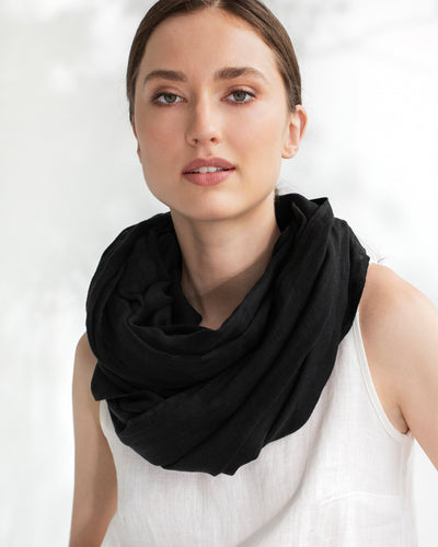 Black linen scarf - sneakstylesanctums