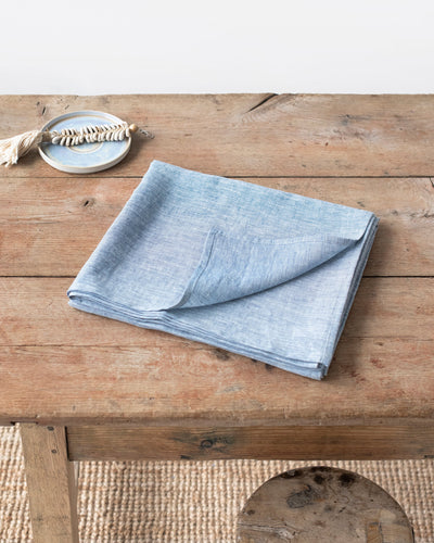 Blue Melange Linen tablecloth - sneakstylesanctums