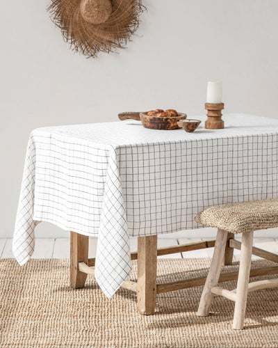 Charcoal Grid Linen tablecloth - sneakstylesanctums