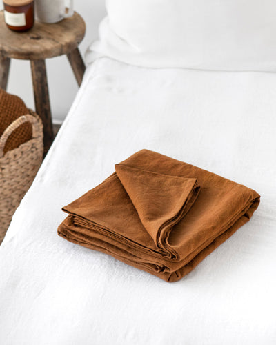 Cinnamon linen flat sheet - sneakstylesanctums