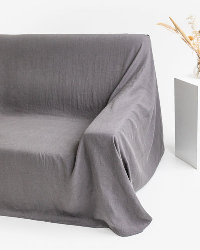 Linen couch cover in Charcoal gray - sneakstylesanctums