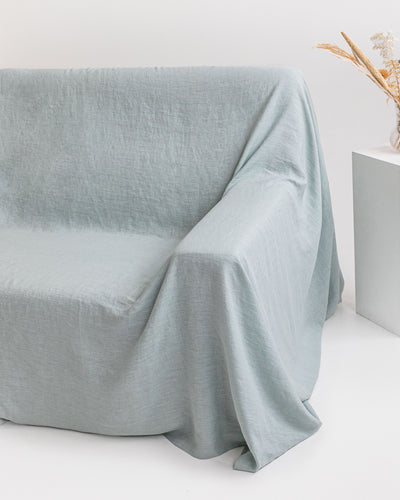 Linen couch cover in Dusty blue - sneakstylesanctums