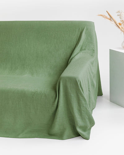 Linen couch cover in Forest green - sneakstylesanctums