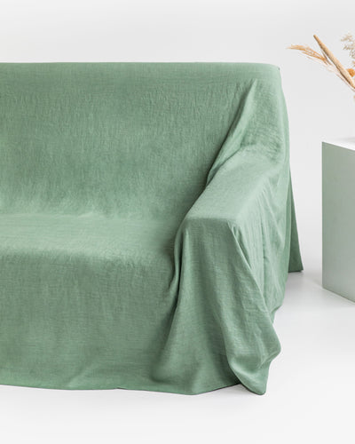 Linen couch cover in Matcha green - sneakstylesanctums