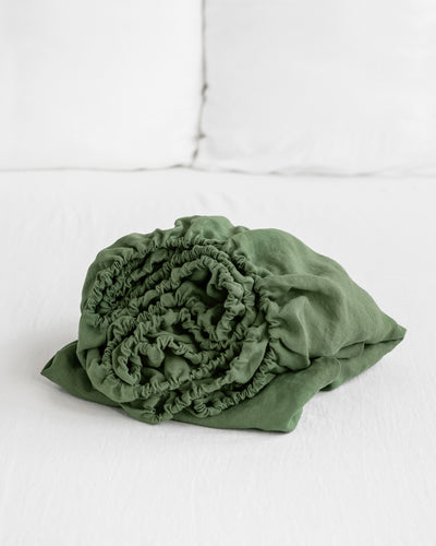 Forest green linen fitted sheet - sneakstylesanctums