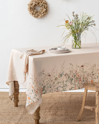 Floral print linen tablecloth - sneakstylesanctums