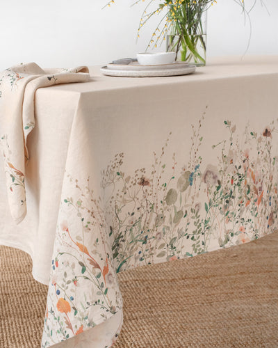 Floral print linen tablecloth - sneakstylesanctums