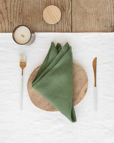 Forest green linen napkin set of 2 - sneakstylesanctums