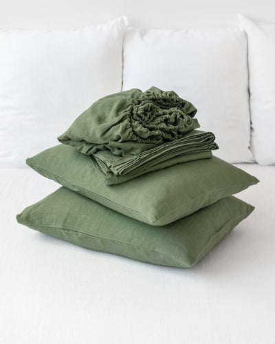 Forest green linen sheet set (4 pcs) - sneakstylesanctums