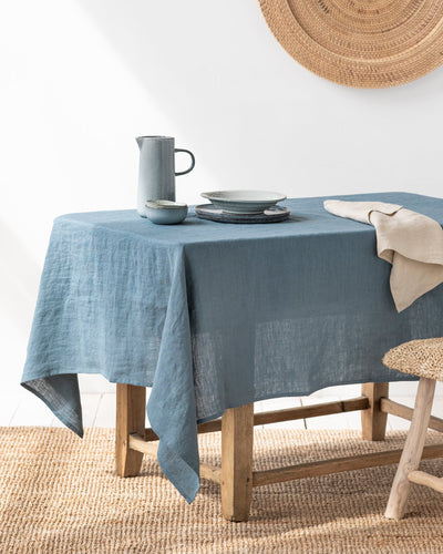 Gray Blue Linen tablecloth - sneakstylesanctums