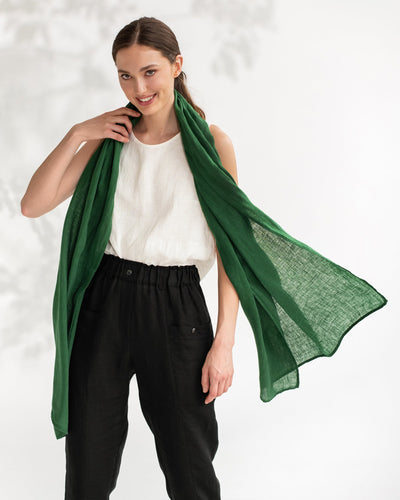 Green linen scarf - sneakstylesanctums