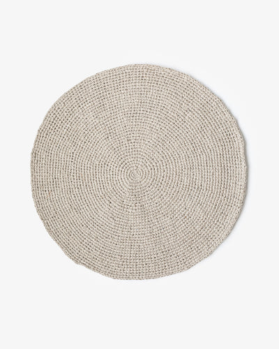 Hand knitted linen rug in Natural linen - sneakstylesanctums