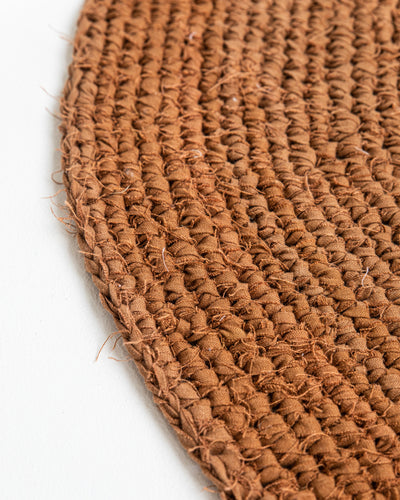 Hand knitted linen rug in Cinnamon - sneakstylesanctums