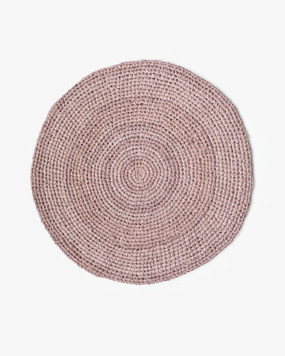 Hand knitted linen rug in Woodrose - sneakstylesanctums