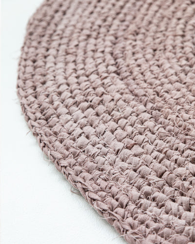 Hand knitted linen rug in Woodrose - sneakstylesanctums