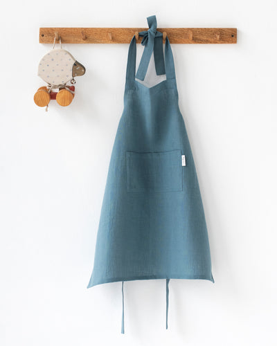 Linen apron for kids in Gray blue - sneakstylesanctums