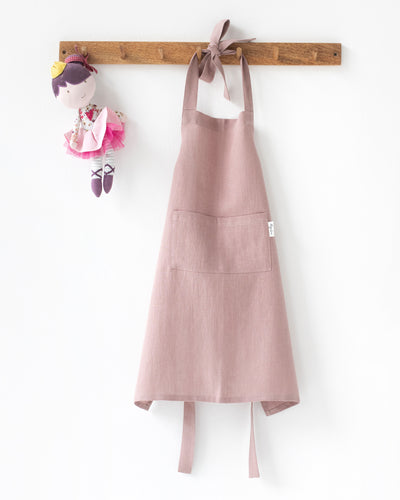Linen apron for kids in Woodrose - sneakstylesanctums