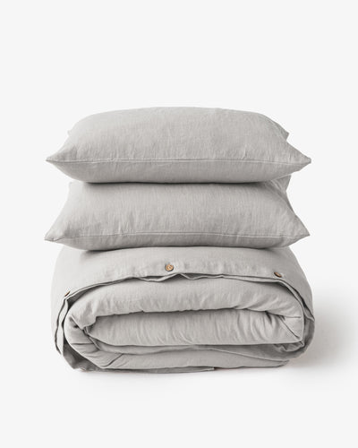 Light gray linen duvet cover set (3 pcs) - sneakstylesanctums