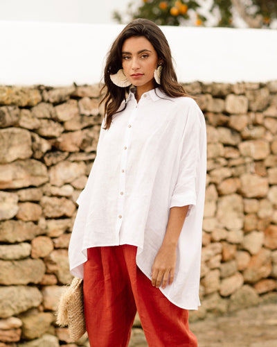 Lightweight linen shirt HANA in white - sneakstylesanctums