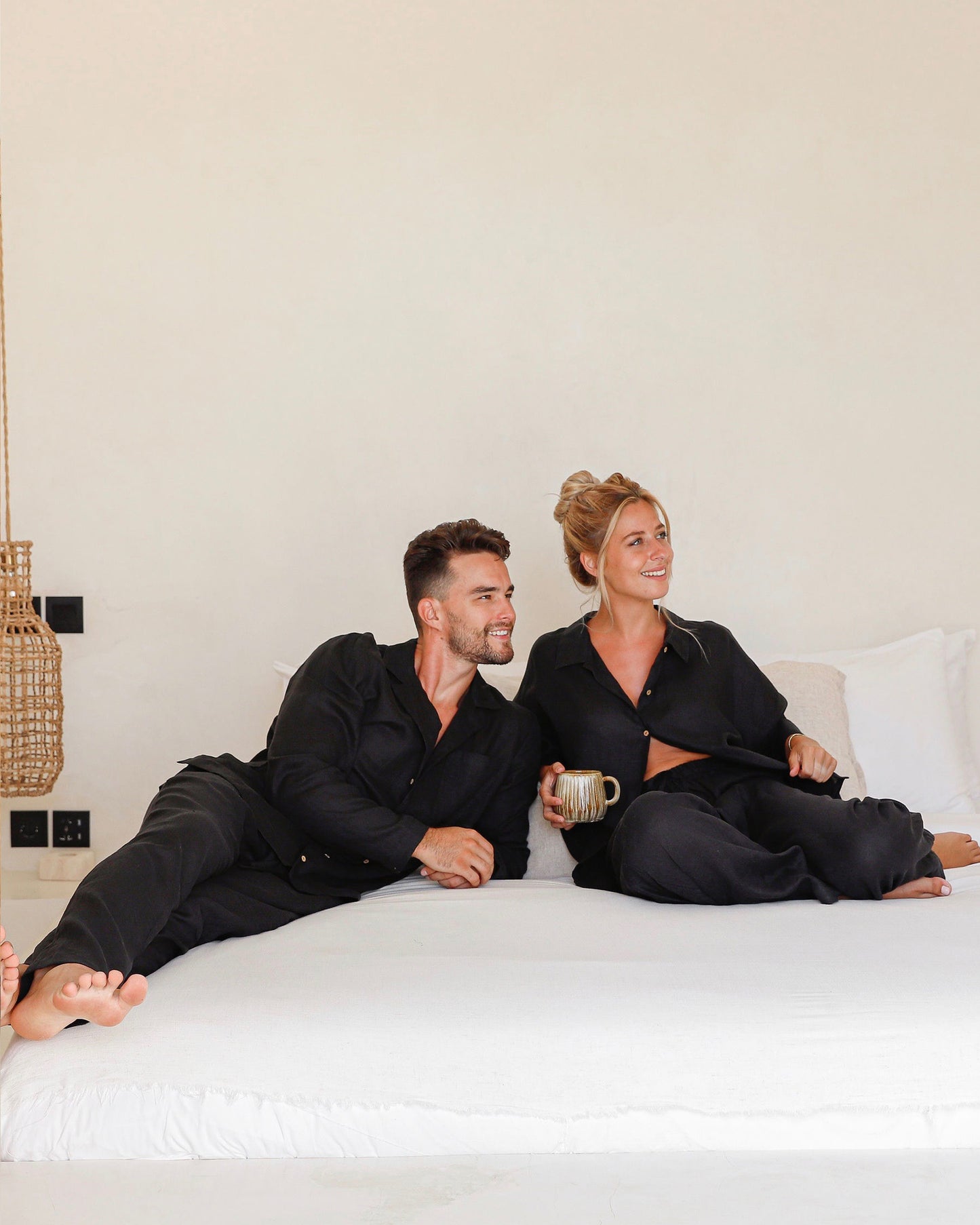 Men's linen pajama set VIGO in Black - sneakstylesanctums