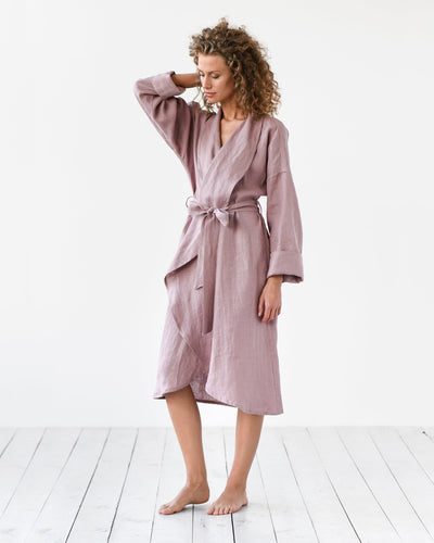 Linen robe in Woodrose - sneakstylesanctums