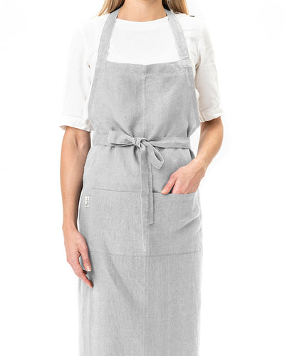 Linen bib apron in Light gray - sneakstylesanctums