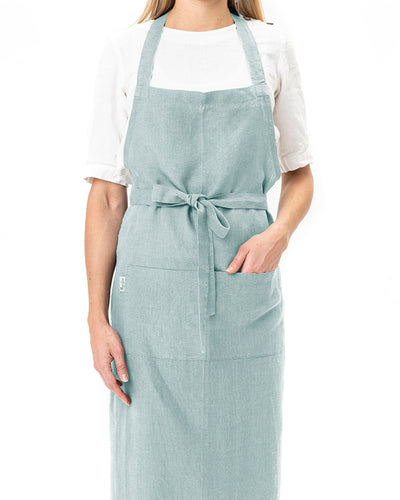 Linen bib apron in Dusty blue - sneakstylesanctums
