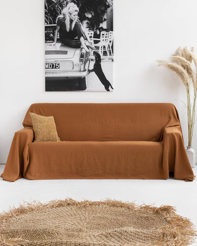 Linen couch cover in Cinnamon - sneakstylesanctums