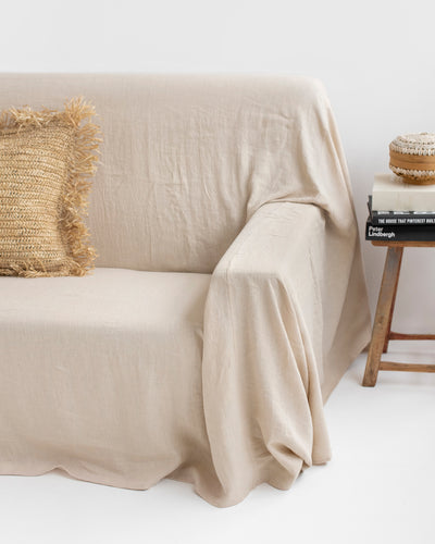 Linen couch cover in Natural - sneakstylesanctums