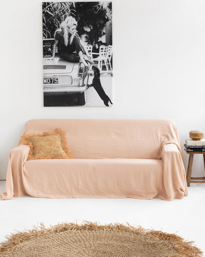 Linen couch cover in Peach - sneakstylesanctums