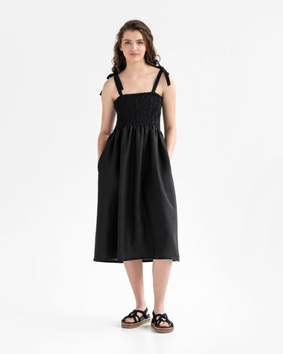 Linen dress AVILLA in black - sneakstylesanctums