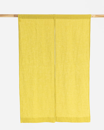 Linen noren curtains (1 pcs) in Moss yellow - sneakstylesanctums