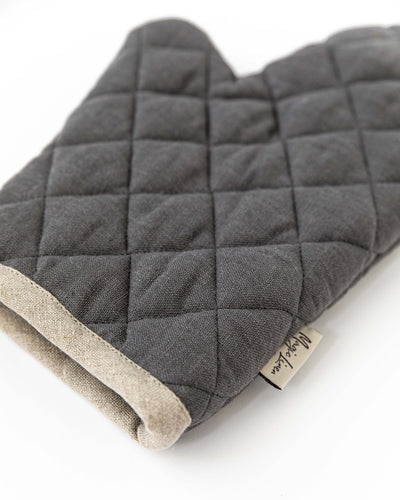 Linen oven mitt (1 pcs) in Charcoal gray - sneakstylesanctums
