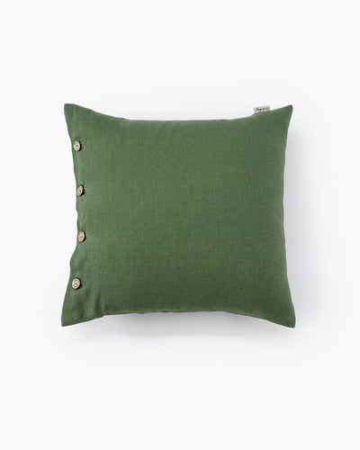 Linen pillowcase with buttons in Forest green - sneakstylesanctums