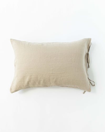Linen pillowcase with ties in Natural linen - sneakstylesanctums