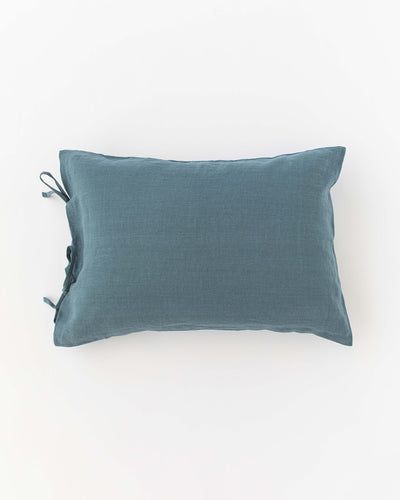 Linen pillowcase with ties in Gray blue - sneakstylesanctums