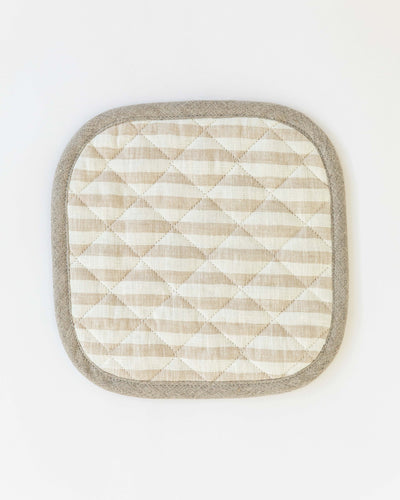Linen pot-holder (1 pcs) in Striped in natural - sneakstylesanctums
