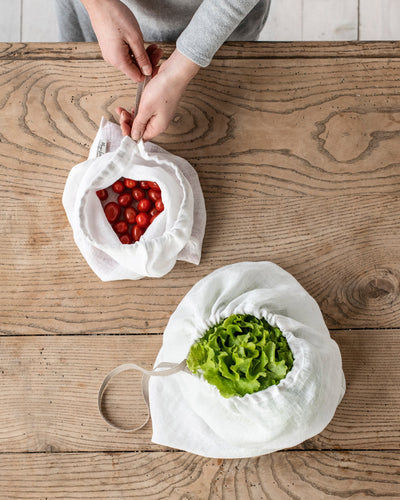 Set of Two Zero Waste Linen Produce Bags - sneakstylesanctums