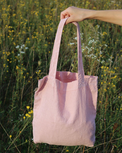 Linen tote bag in Dusty pink - sneakstylesanctums