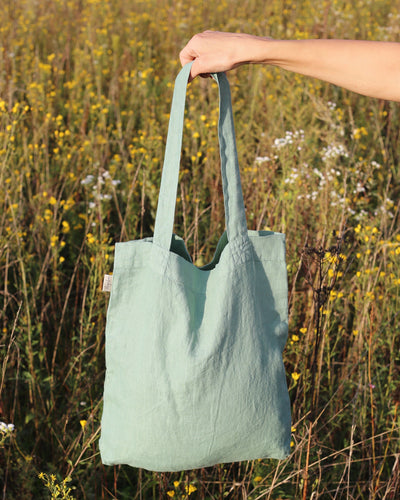Linen tote bag in Matcha green - sneakstylesanctums