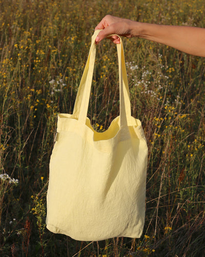 Linen tote bag in Bright yellow - sneakstylesanctums
