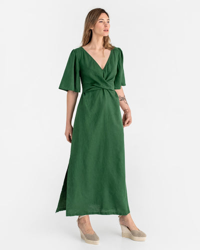 Maxi linen dress AGRA in Green - sneakstylesanctums modelBoxOn
