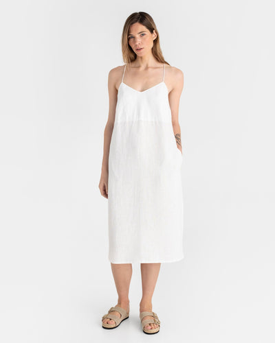 Slip linen dress MARFA in White - sneakstylesanctums modelBoxOn