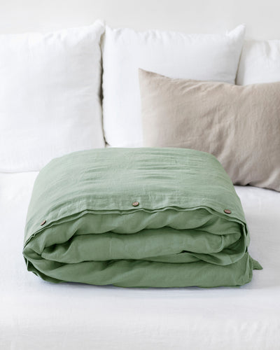 Matcha green linen duvet cover - sneakstylesanctums